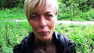 Rough Outdoor Fuck with Blonde hardcore German hot MILF