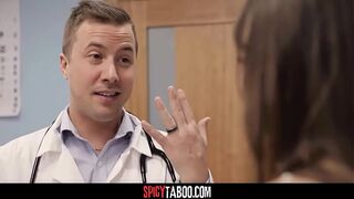 Cheating curvy wife fucks with the gynecologist while her husband waits outside