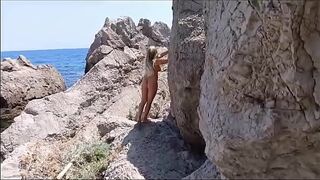 horny sexy German mom naked on the beach.