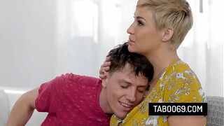 Blonde busty curvy milf gorgeous stepmom Ryan Keely sabotaging her stepson dates just to fuck with him